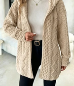 Women's Fuzzy Sherpa Hooded Cardigan, Soft Plush Fleece Open Front Coat