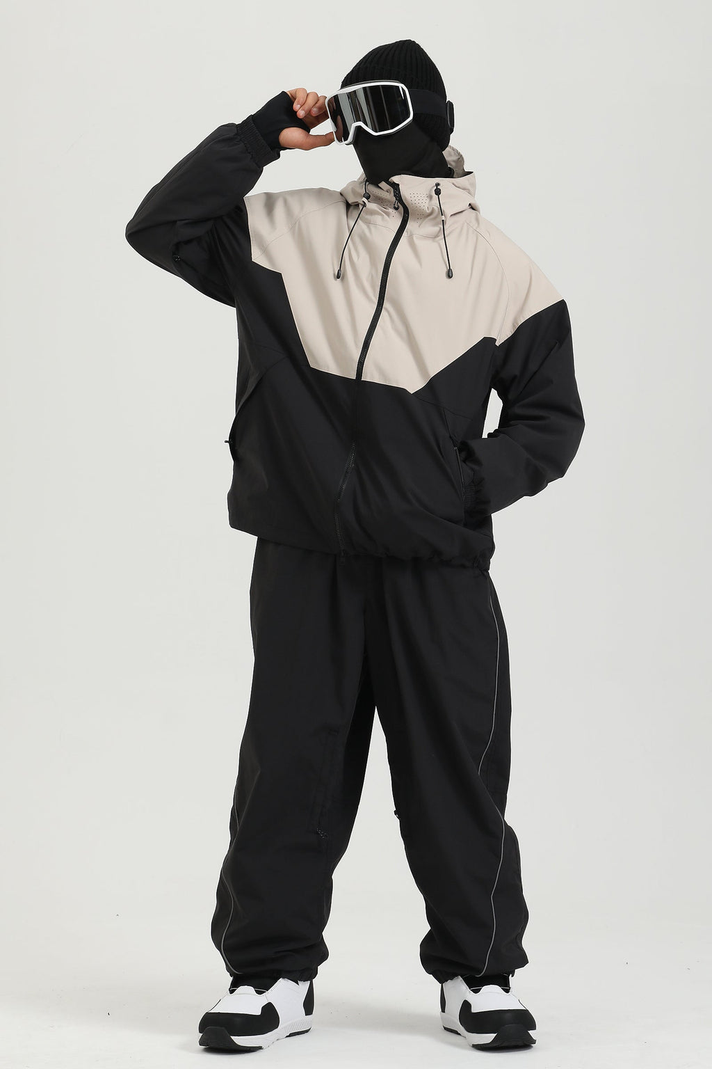 Men's Black Color Baggy Reflective Snow Pants