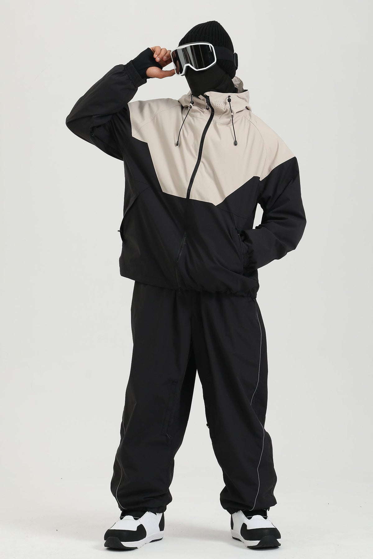 Men's Black Color Baggy Reflective Snow Pants