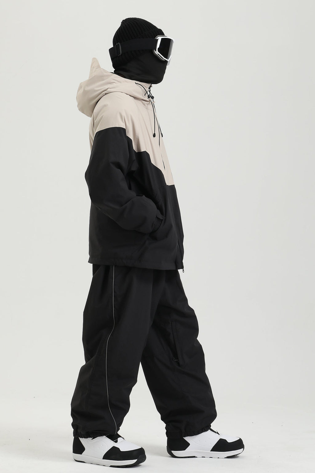 Men's Black Color Baggy Reflective Snow Pants
