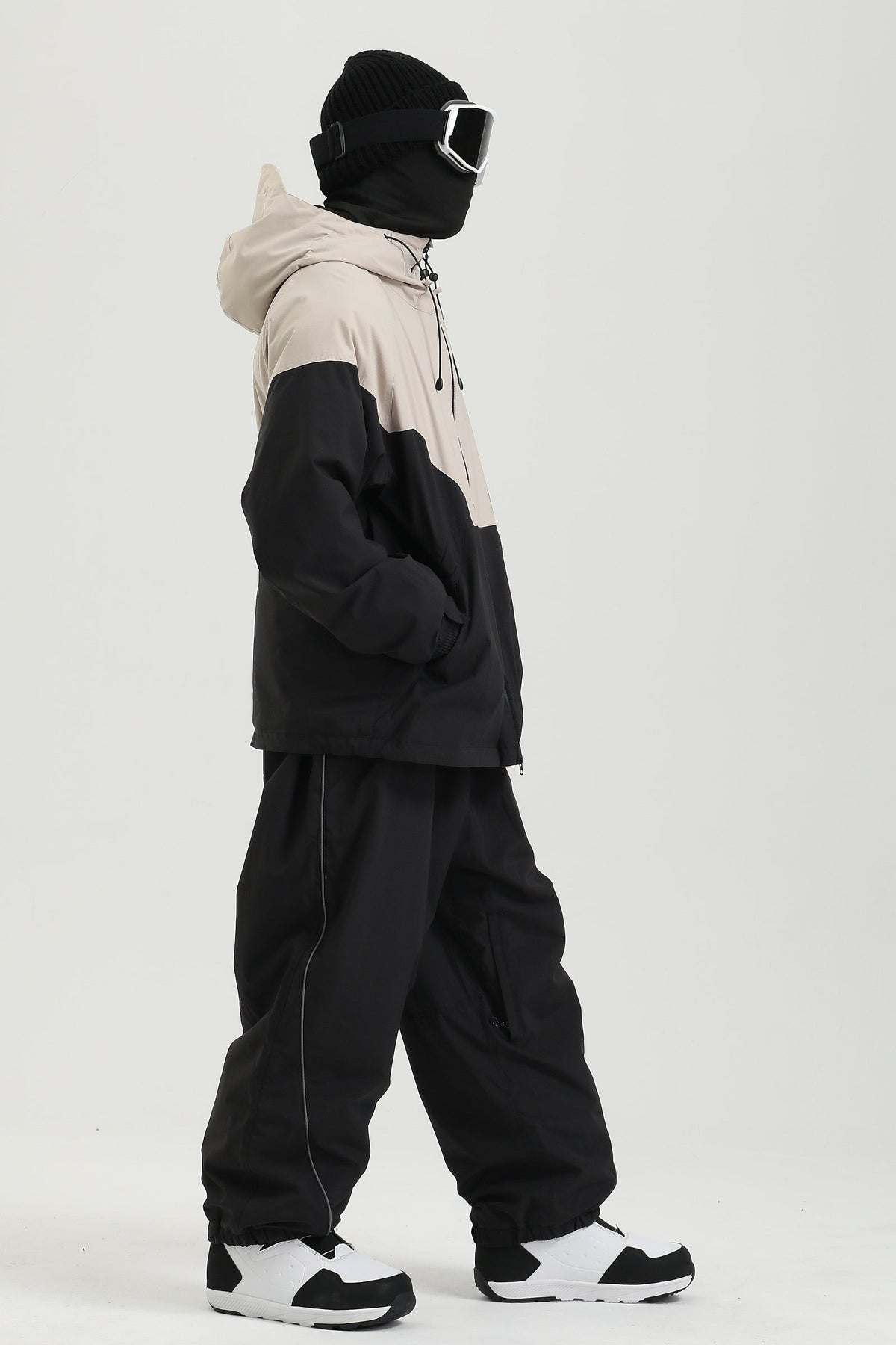 Men's Black Color Baggy Reflective Snow Pants