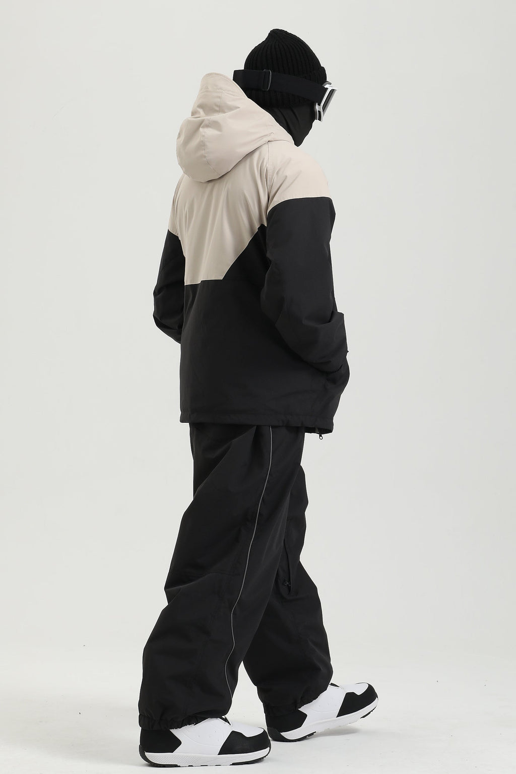 Men's Black Color Baggy Reflective Snow Pants