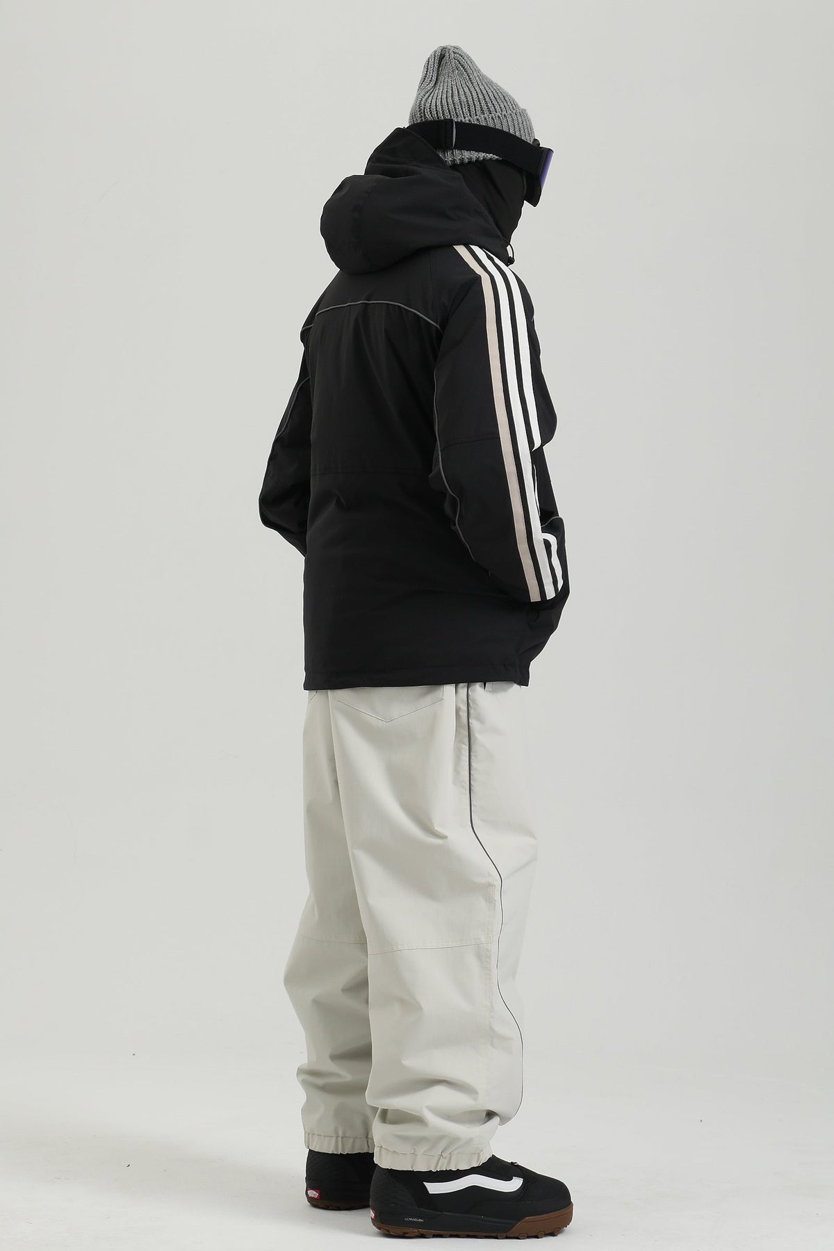 Men's Black Color Baggy Reflective Snow Pants