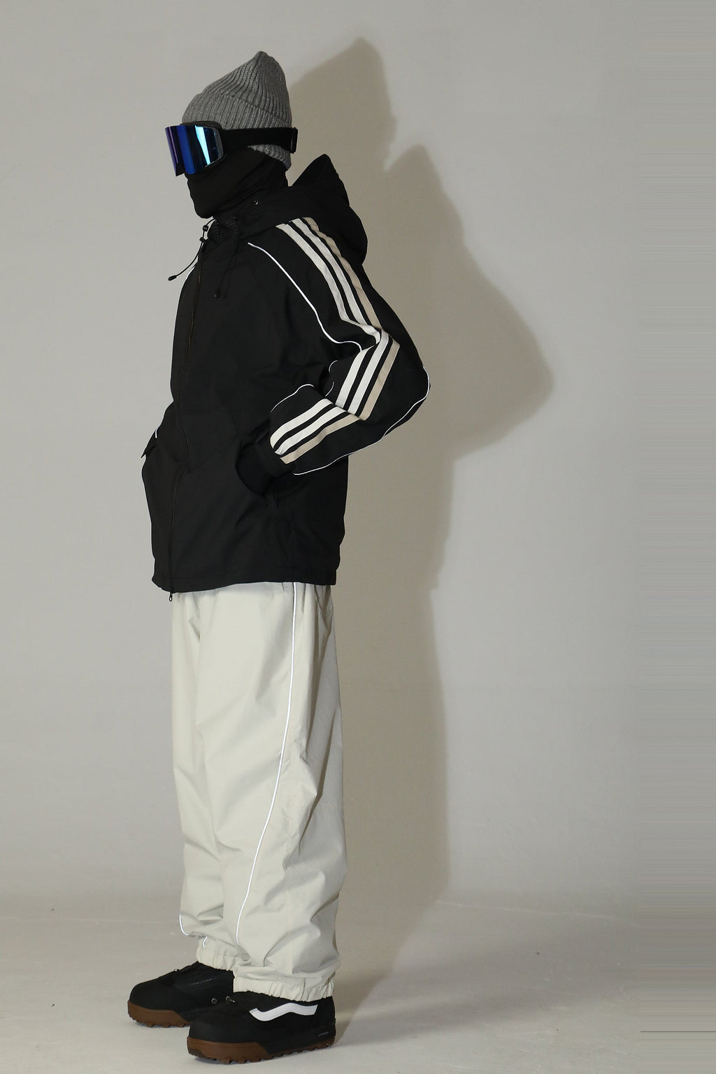 Men's Black Color Baggy Reflective Snow Pants
