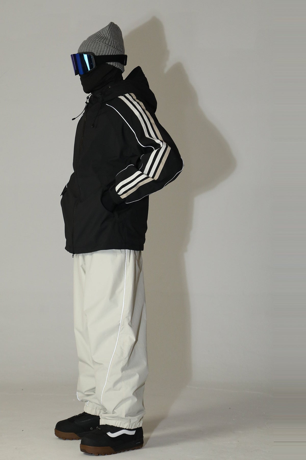 Men's Black Color Baggy Reflective Snow Pants