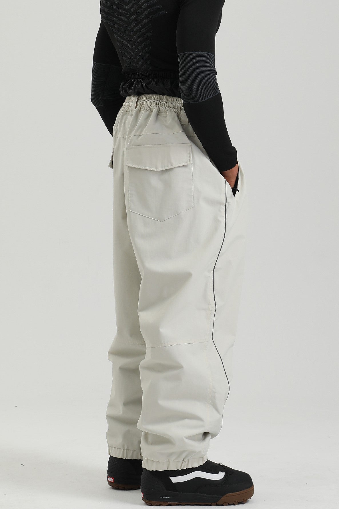 Men's Black Color Baggy Reflective Snow Pants