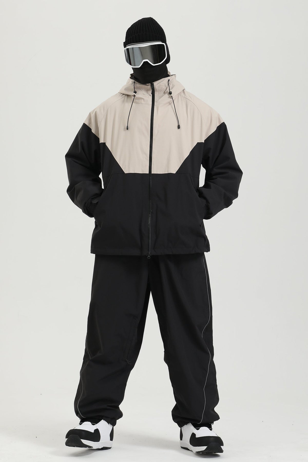 Men's Black Color Baggy Reflective Snow Pants