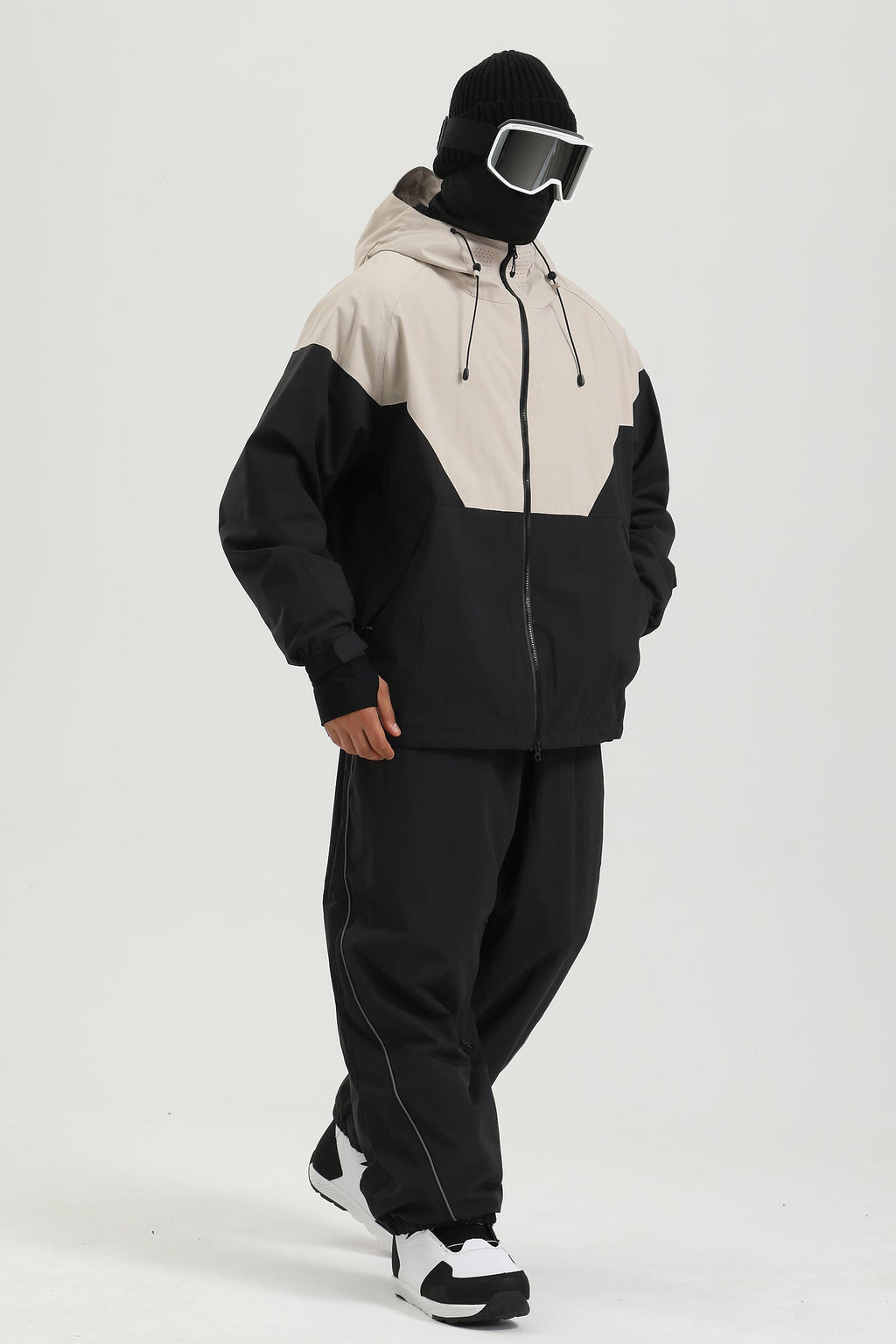 Men's Black Color Baggy Reflective Snow Pants