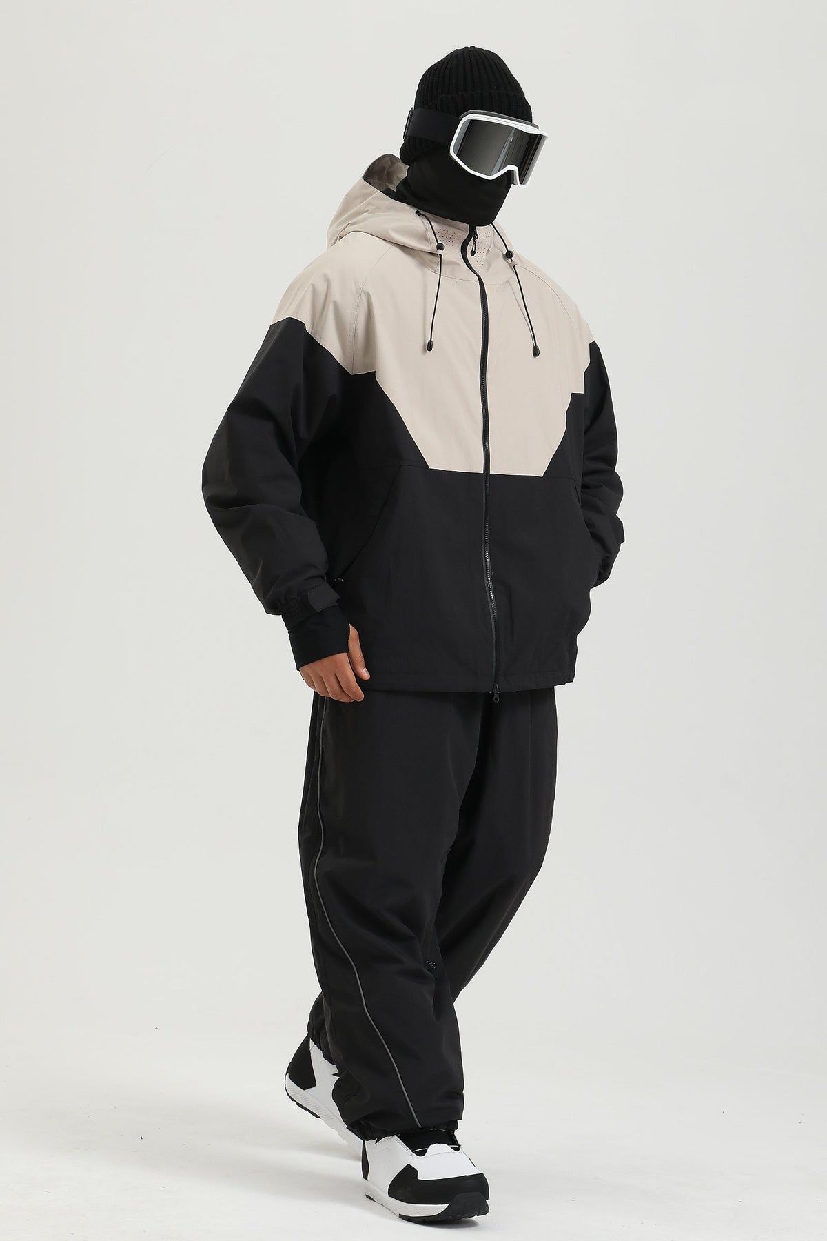 Men's Black Color Baggy Reflective Snow Pants