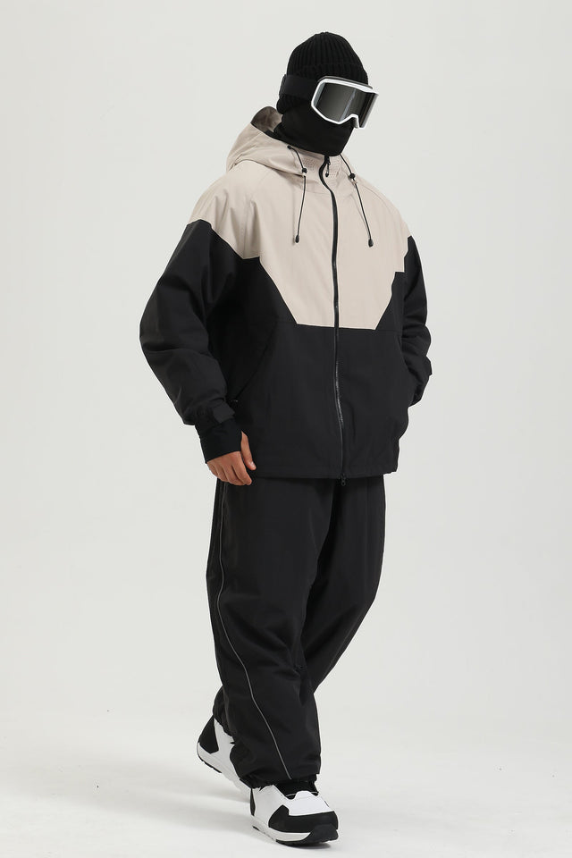 Men's Black Color Baggy Reflective Snow Pants