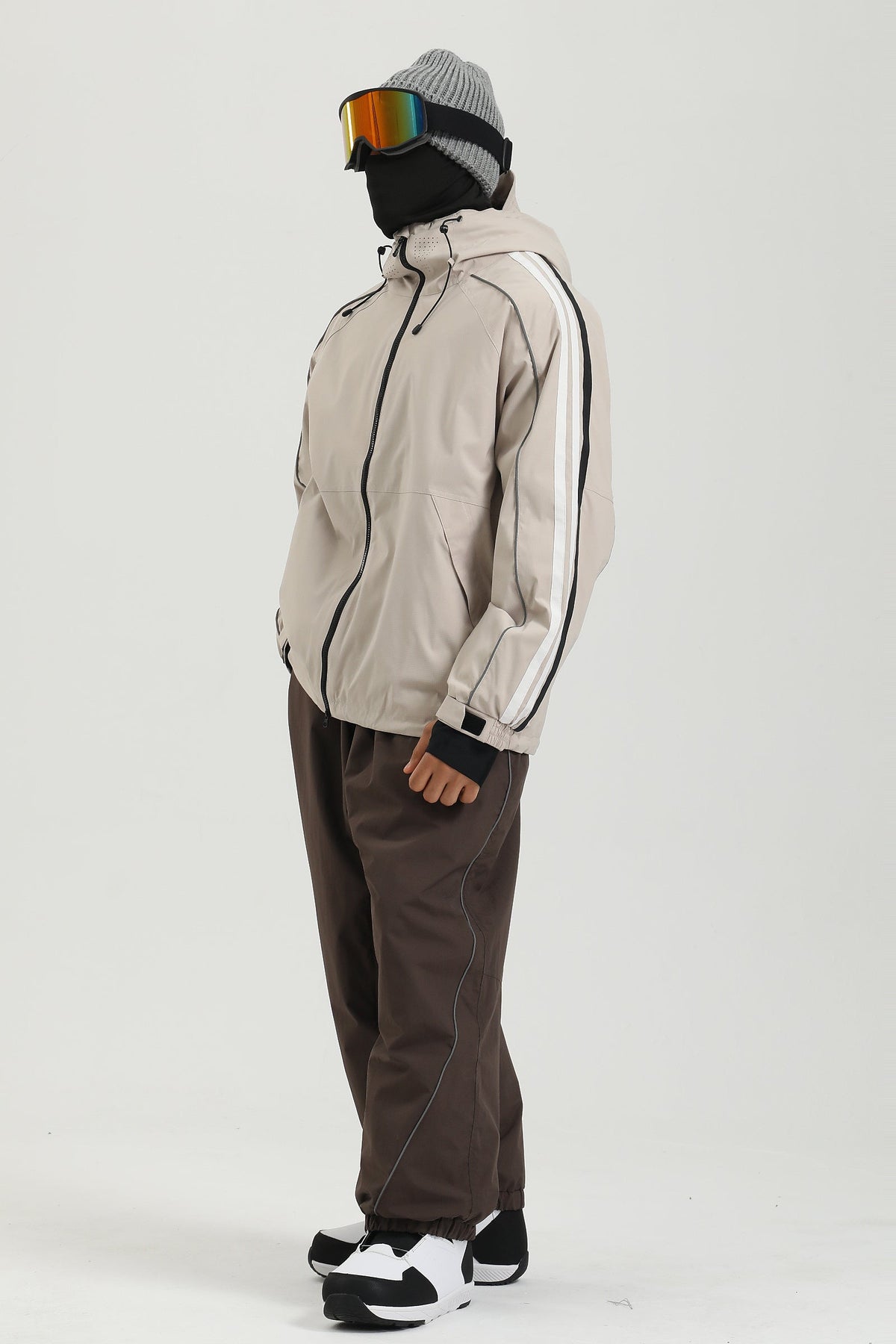 Men's Black Color Baggy Reflective Snow Pants