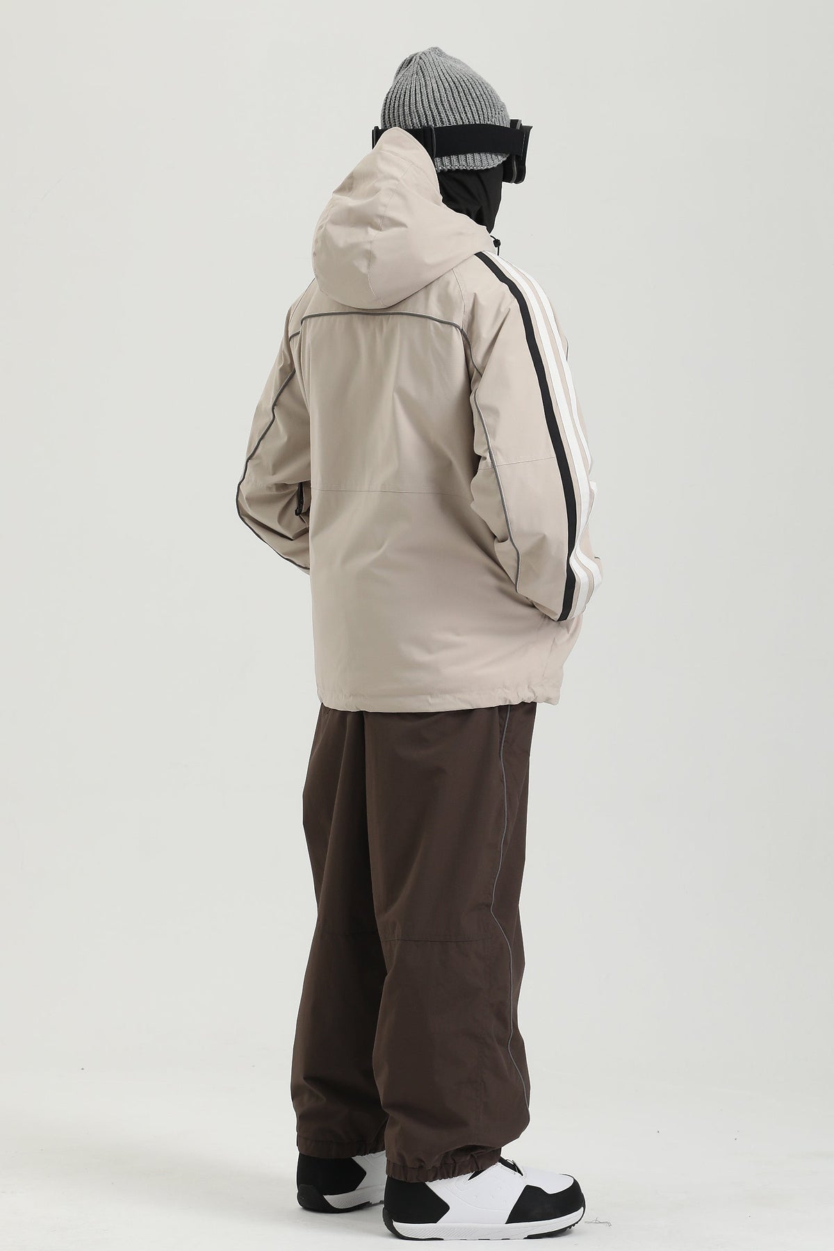 Men's Black Color Baggy Reflective Snow Pants