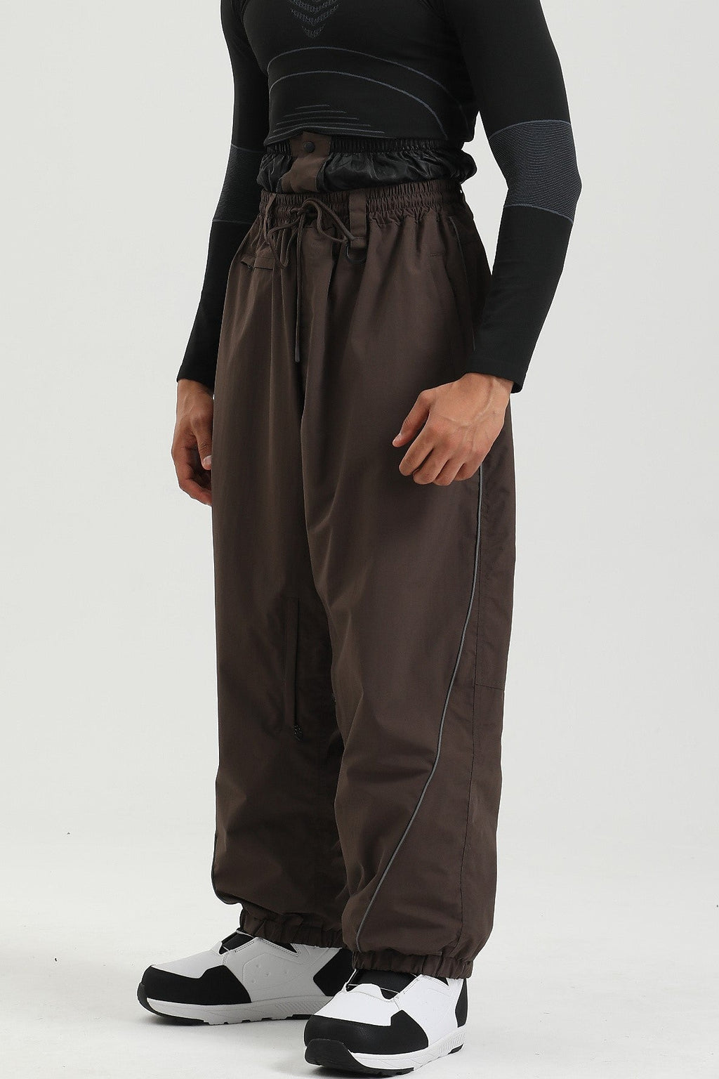 Men's Black Color Baggy Reflective Snow Pants