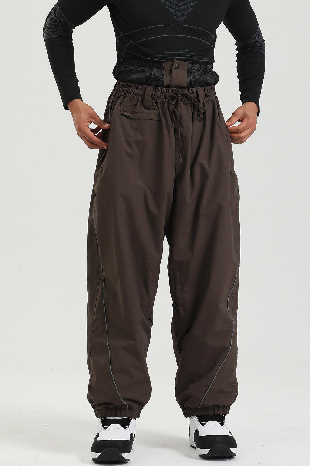 Men's Black Color Baggy Reflective Snow Pants