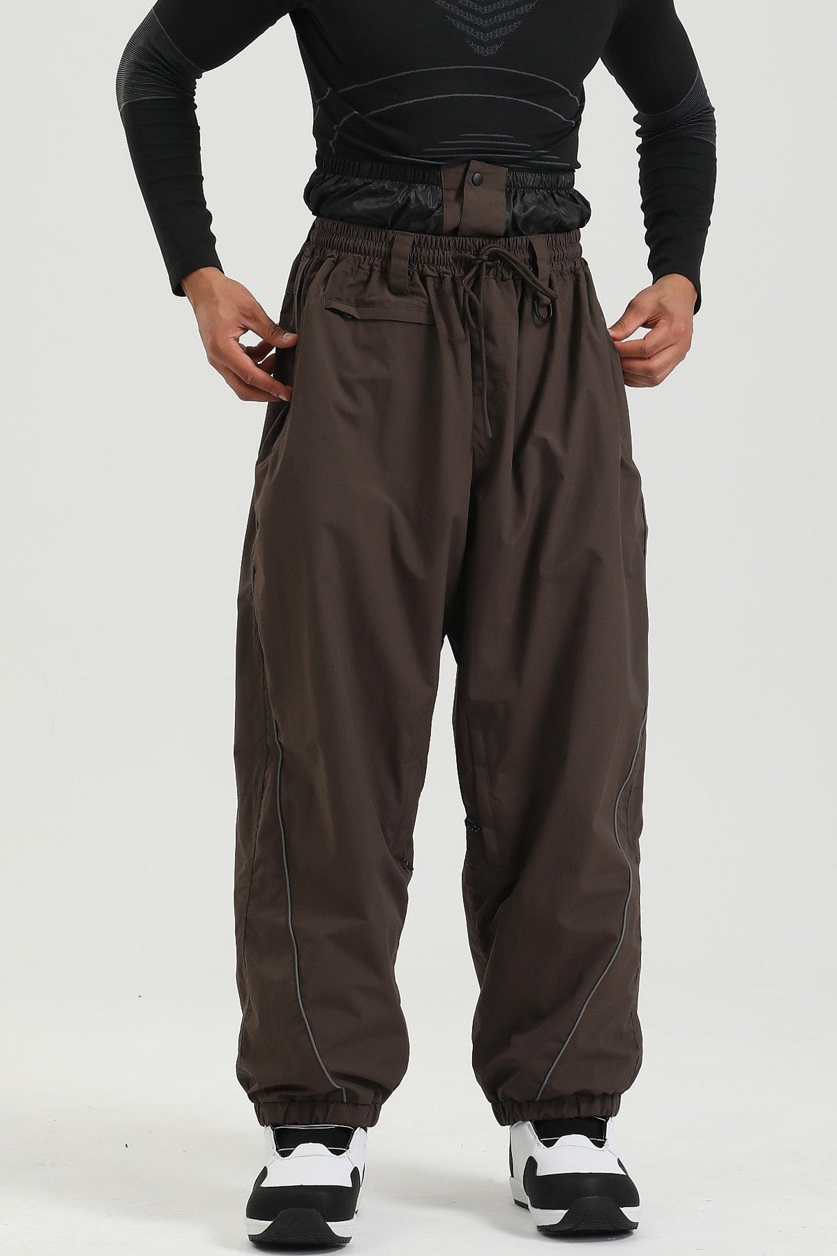 Men's Black Color Baggy Reflective Snow Pants