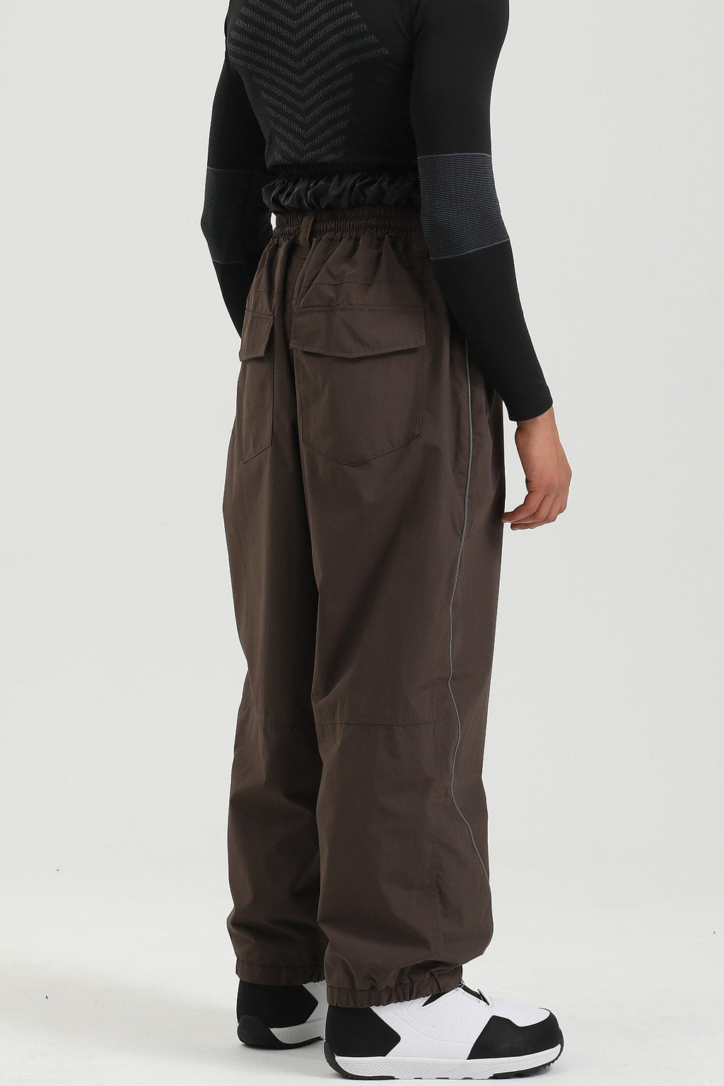 Men's Black Color Baggy Reflective Snow Pants