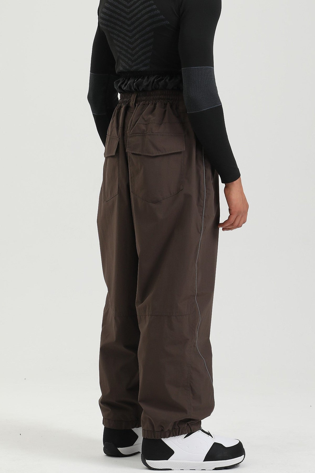 Men's Black Color Baggy Reflective Snow Pants