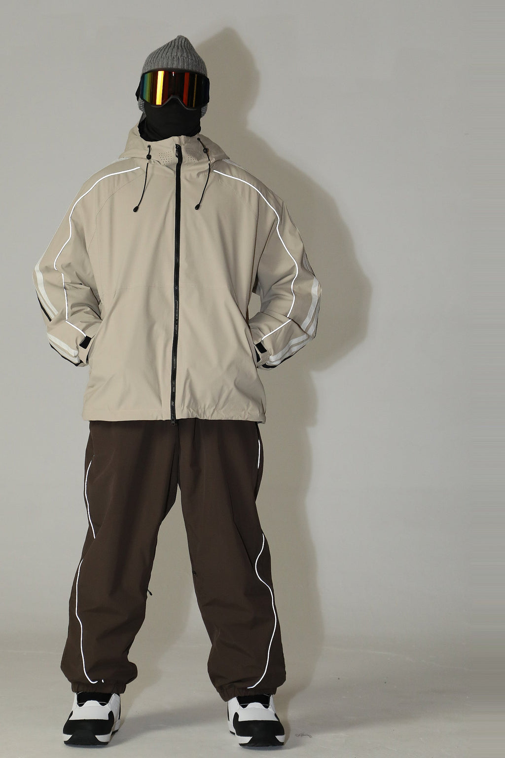 Men's Black Color Baggy Reflective Snow Pants