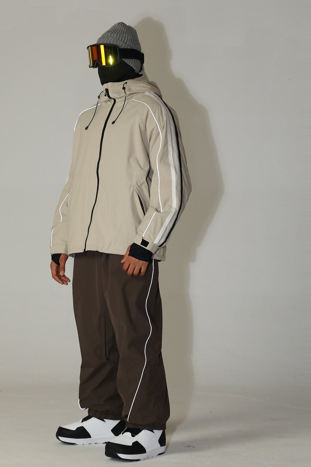 Men's Black Color Baggy Reflective Snow Pants