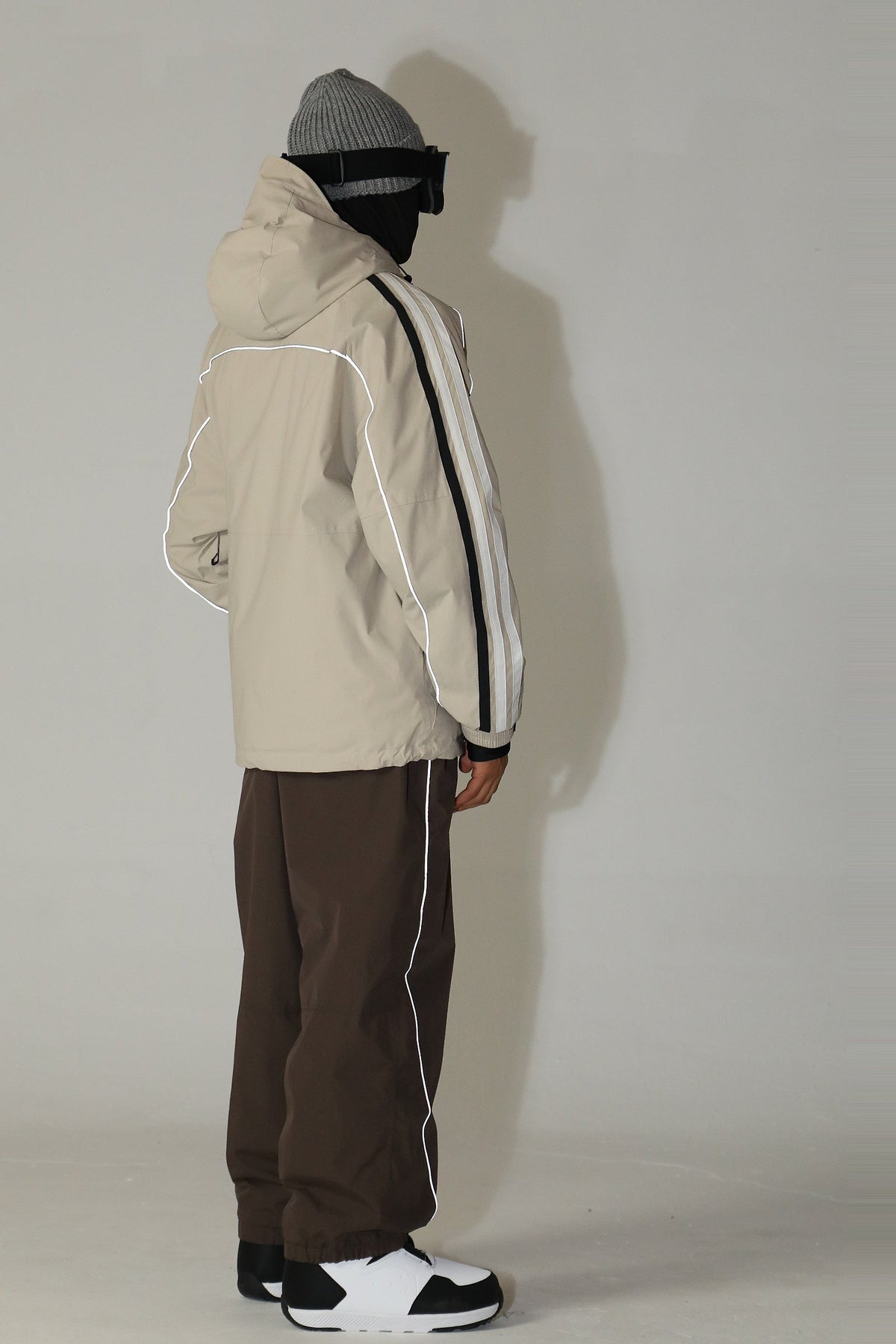 Men's Black Color Baggy Reflective Snow Pants