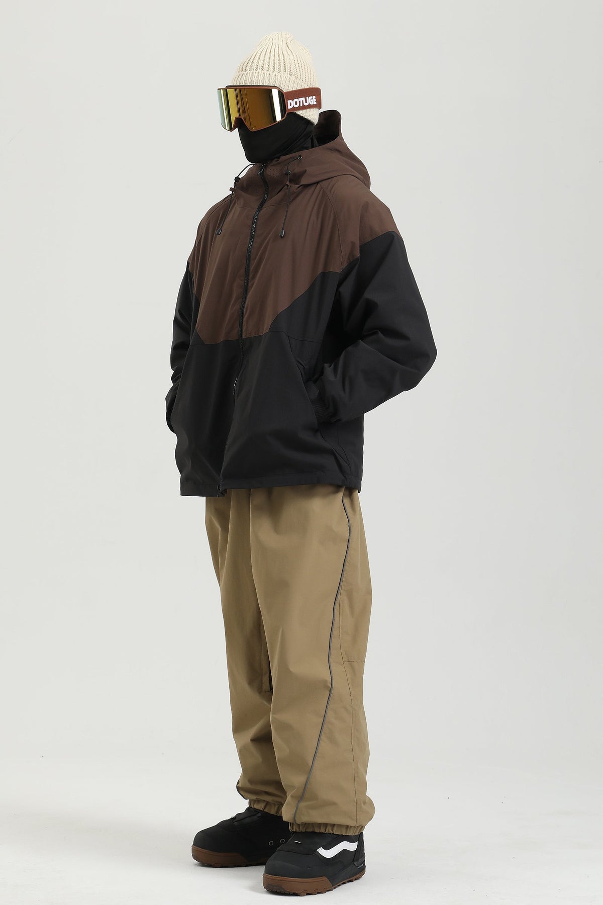 Men's Black Color Baggy Reflective Snow Pants