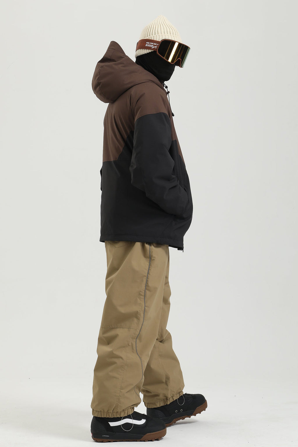 Men's Black Color Baggy Reflective Snow Pants