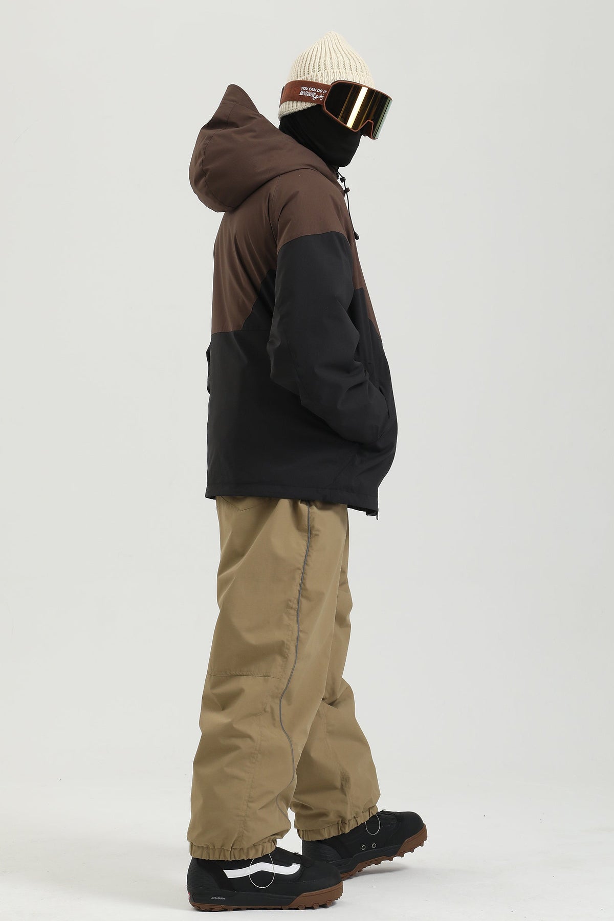 Men's Black Color Baggy Reflective Snow Pants