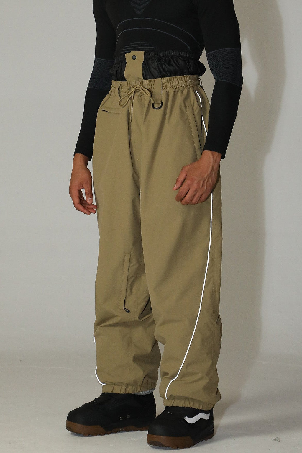 Men's Black Color Baggy Reflective Snow Pants