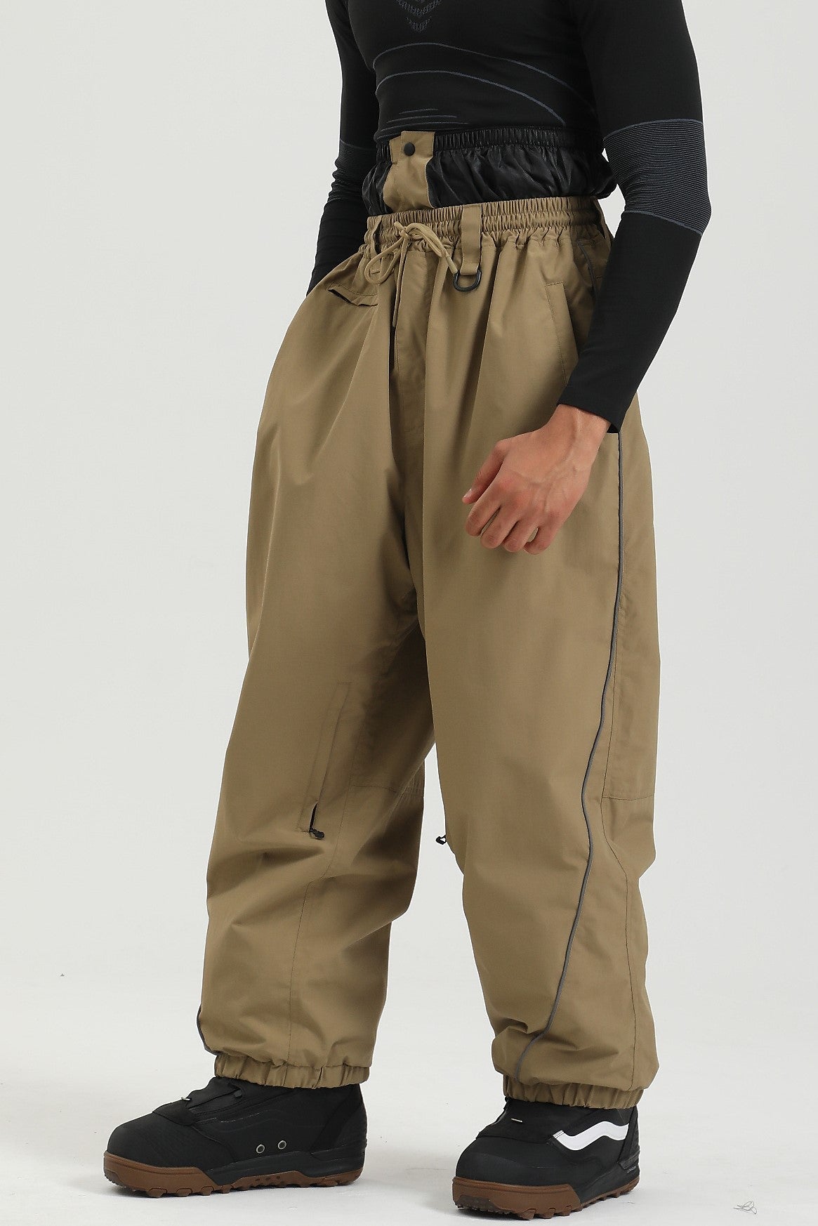 Men's Black Color Baggy Reflective Snow Pants