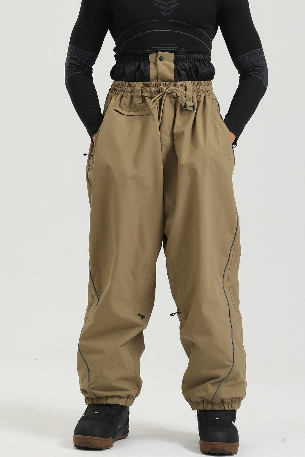 Men's Black Color Baggy Reflective Snow Pants